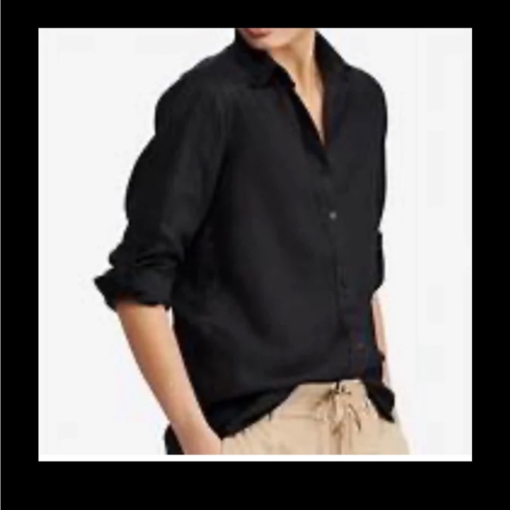 Lauren Ralph Lauren Black Button Down linen Shirt